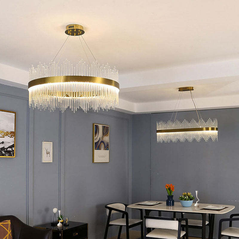 Marilyn Modern Round/Rectangular Chain Chandelier, Gold